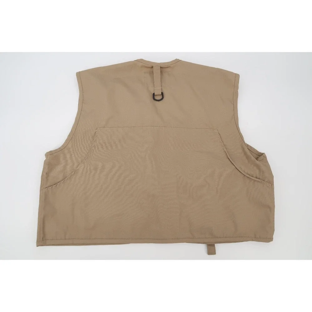 Orvis Mens Medium Fly Fishing Vest‎ Khaki Beige 7 Pocket Patch Full Zip Outdoor